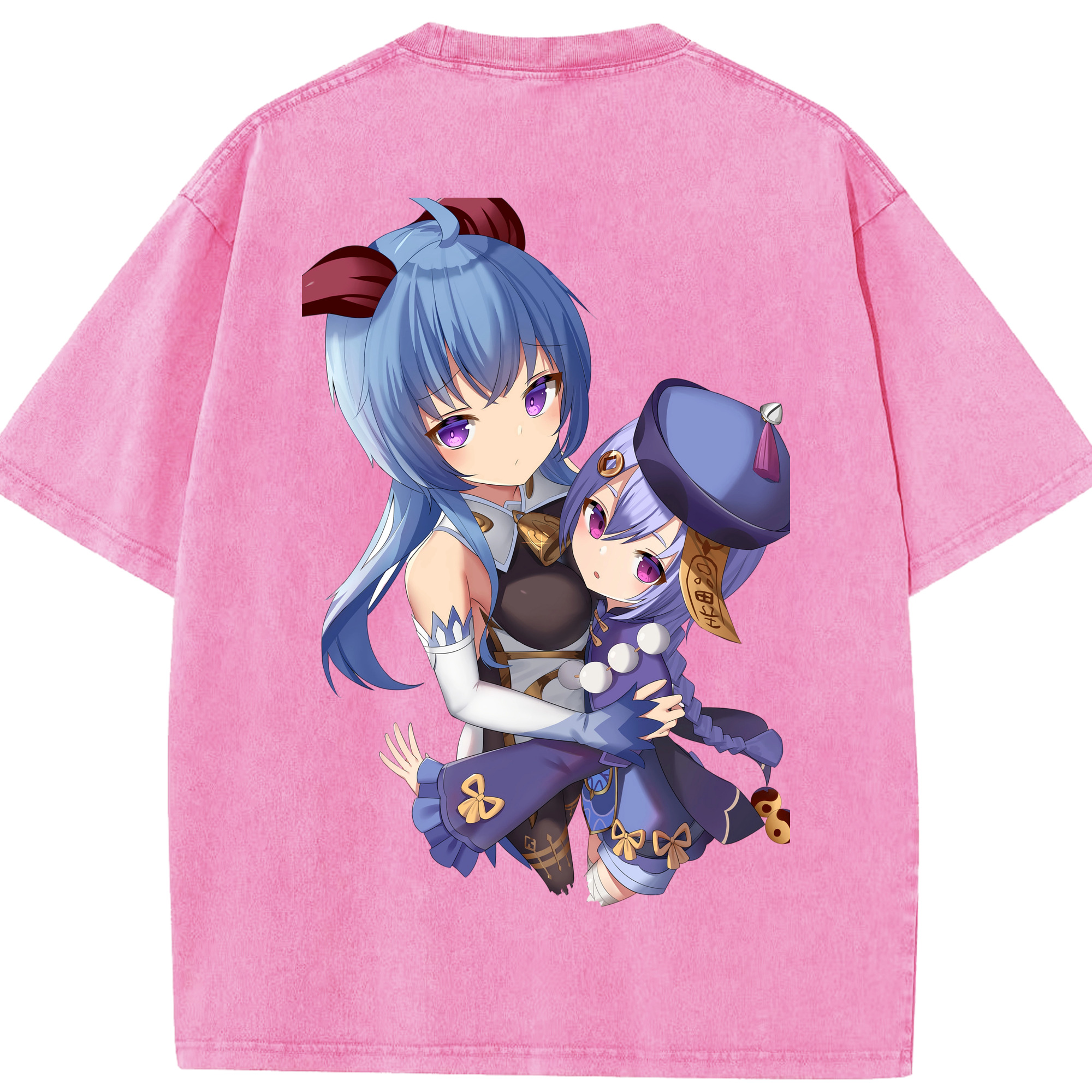 げんし神 甘雨 かんう genshin Ganyu 綿100% ヴィンテージ風 半袖Tシャツ（背面プリント）